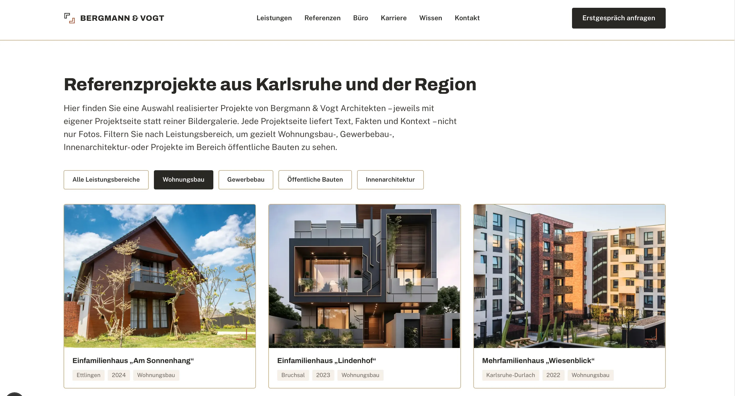 Referenzen-Darstellung mit Projektfotos und Metadaten